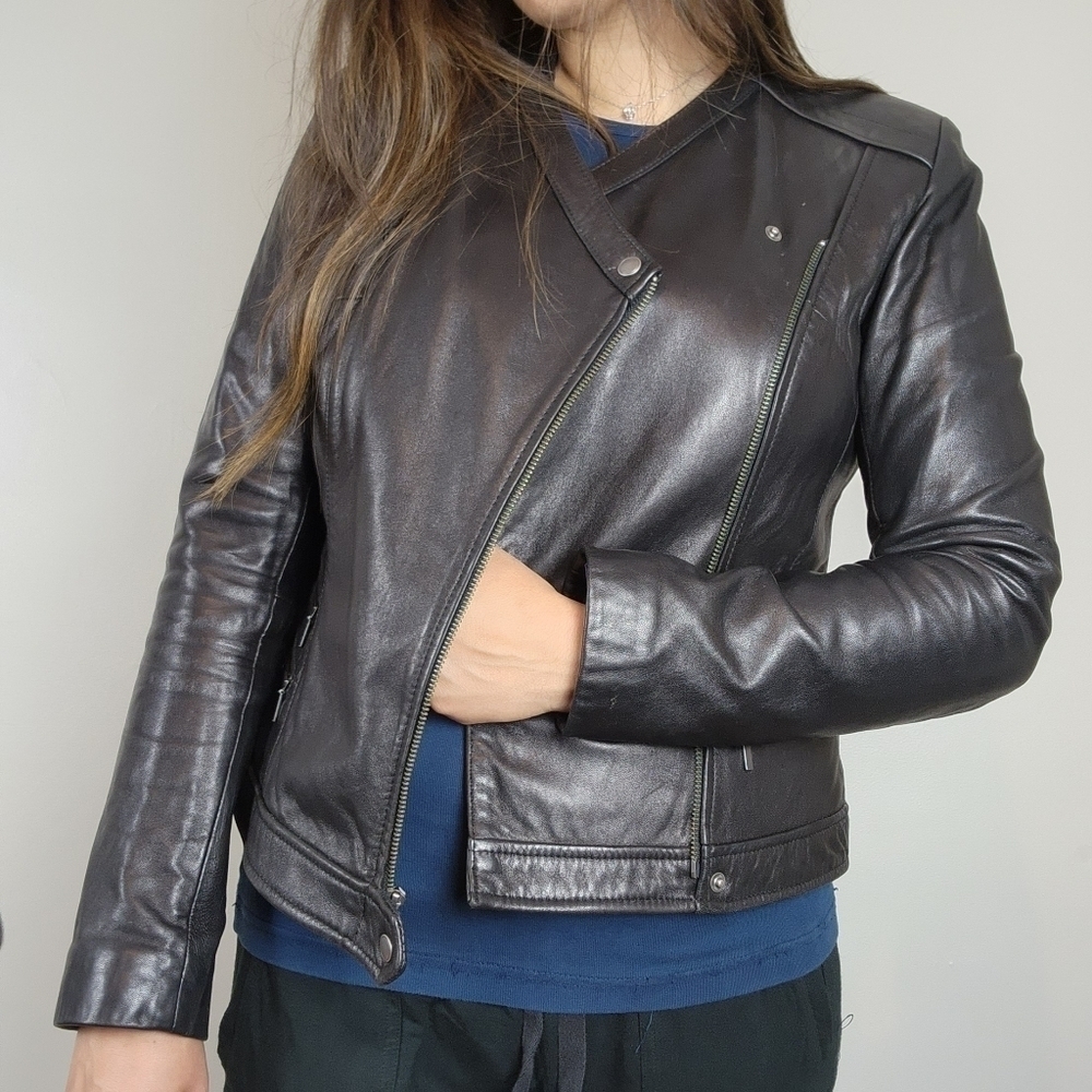 Cole Haan black leather jacket, size S